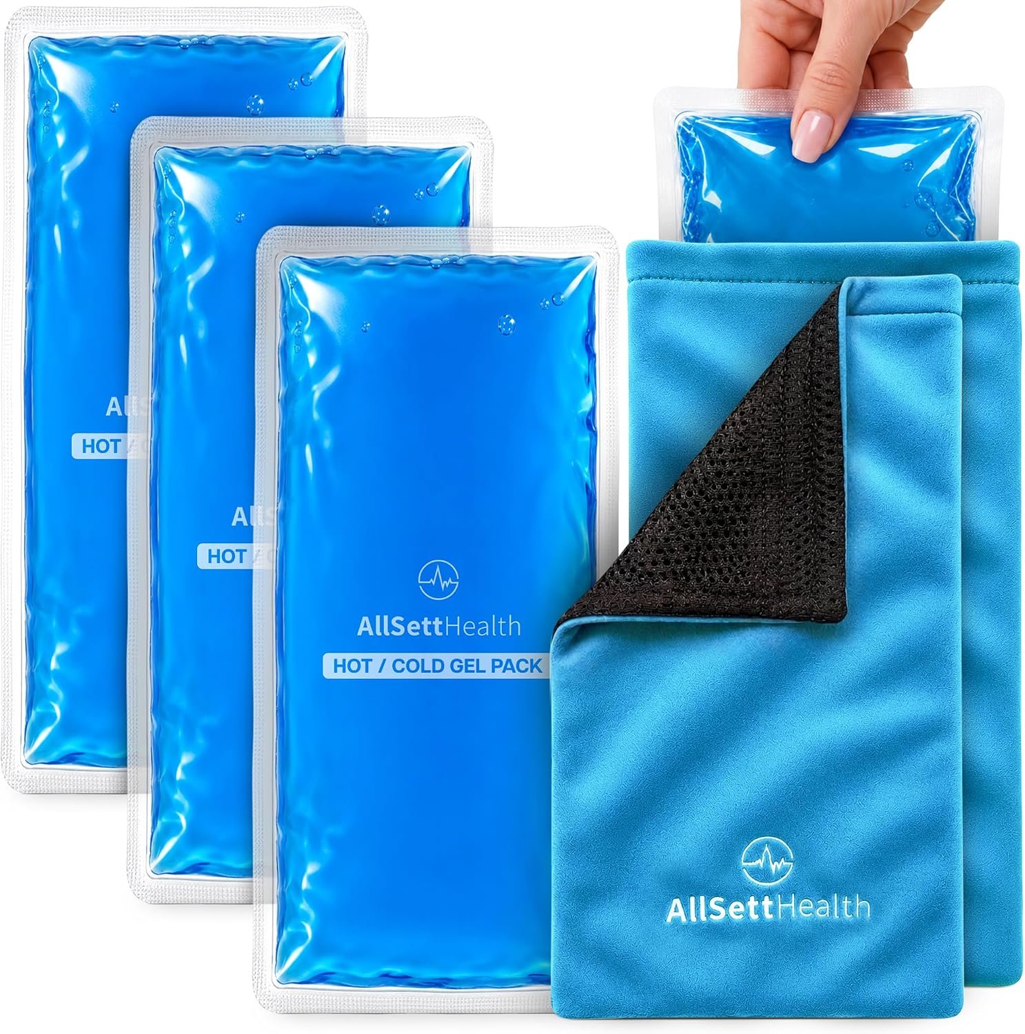 4 Large Ice Packs for Injuries Reusable with 2 Inserts – Soft Ice Pack Set